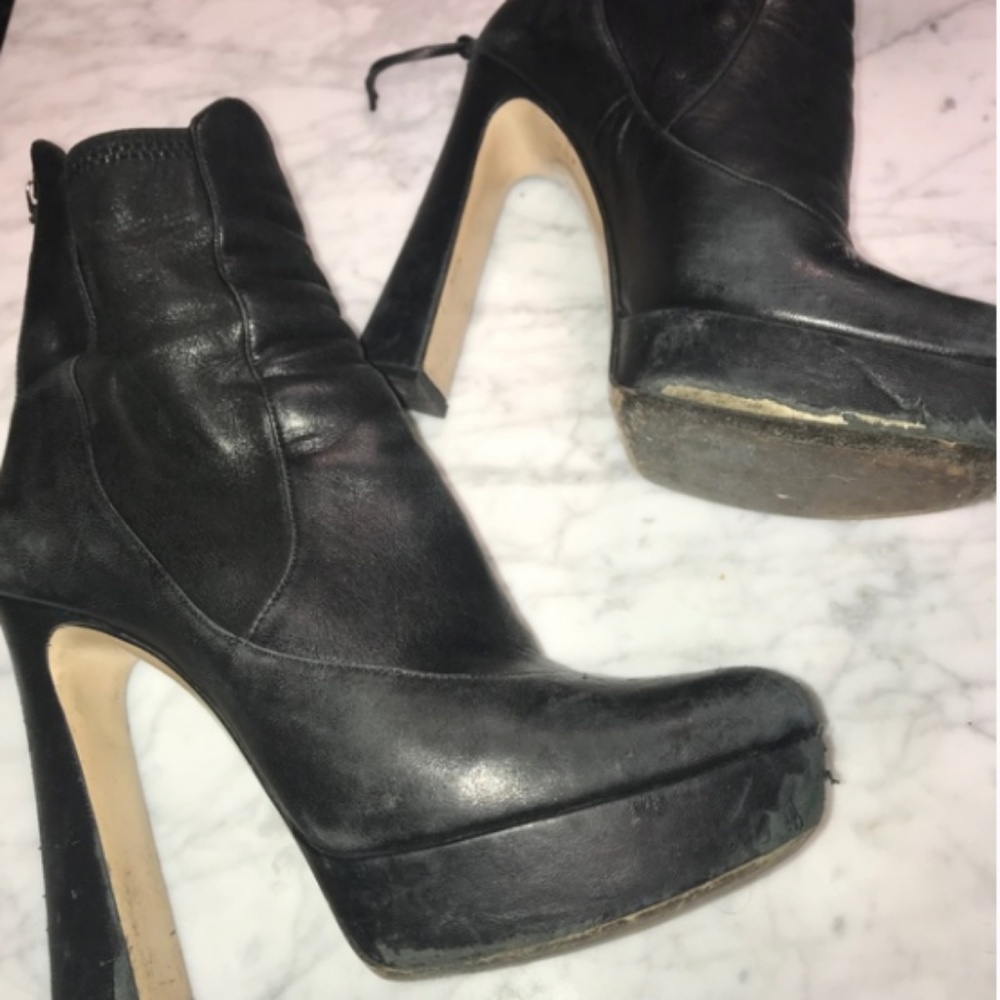 Miu Miu Leather over the ankle platform boots